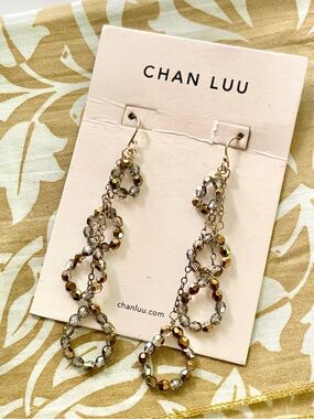 Chan Luu | Swarovski Crystal Beaded Cascade Earrings w/18K Gold Earwires ♥